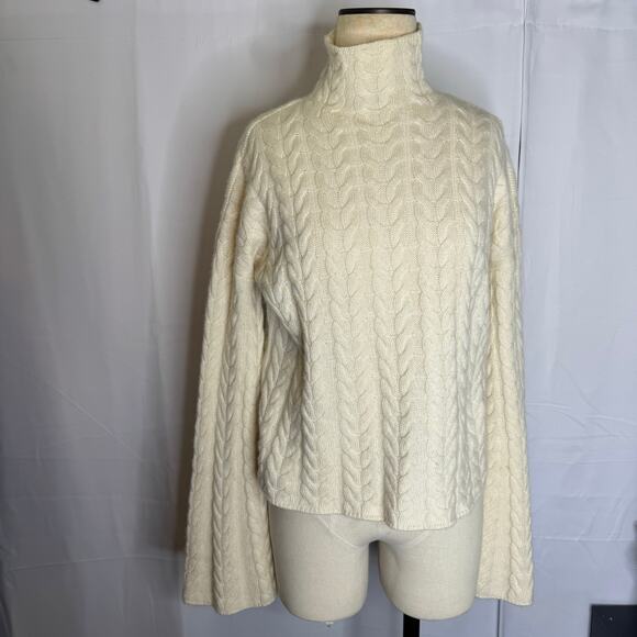 Theory Horseshoe Cable Knit Turtleneck Sweater 100% Cashmere Women’s S - Picture 2 of 8